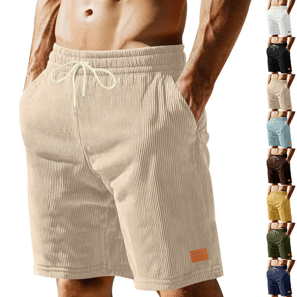 Men's casual Bermuda shorts made of finely structured cotton blend with elastic waistband and drawstring Mune Fashion