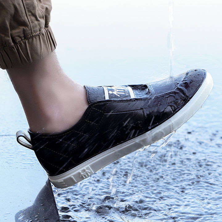 Women Casual Slip-On Sneakers in Leather Look with Quilted Heel and Contrasting Rubber Sole Mune Fashion