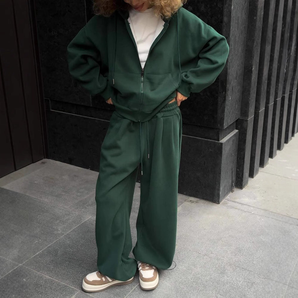 Ladies Sports Fleece Two-Piece Set Mune Fashion