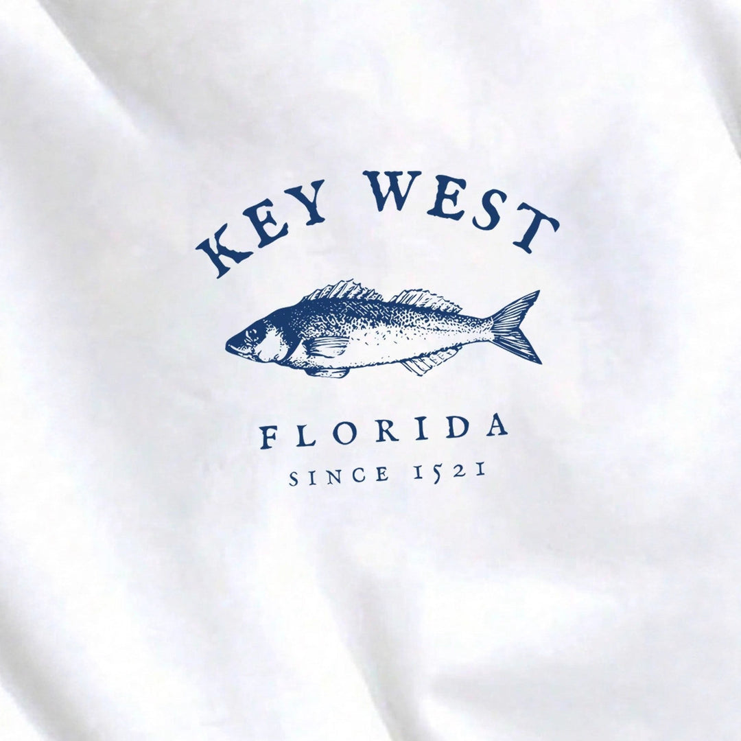 Women's oversized sweatshirt with maritime Key West fish motif, dropped shoulder and soft cotton blend Mune Fashion