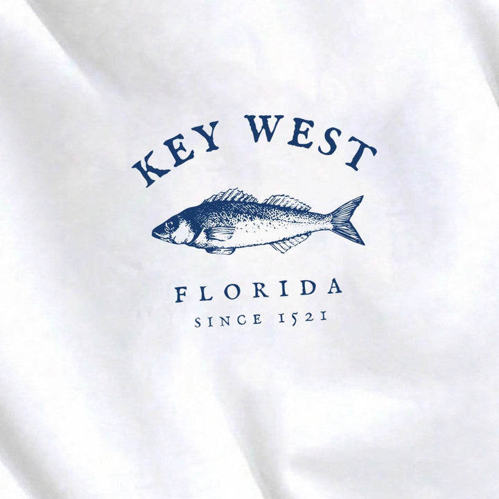 Women's oversized sweatshirt with maritime Key West fish motif, dropped shoulder and soft cotton blend Mune Fashion