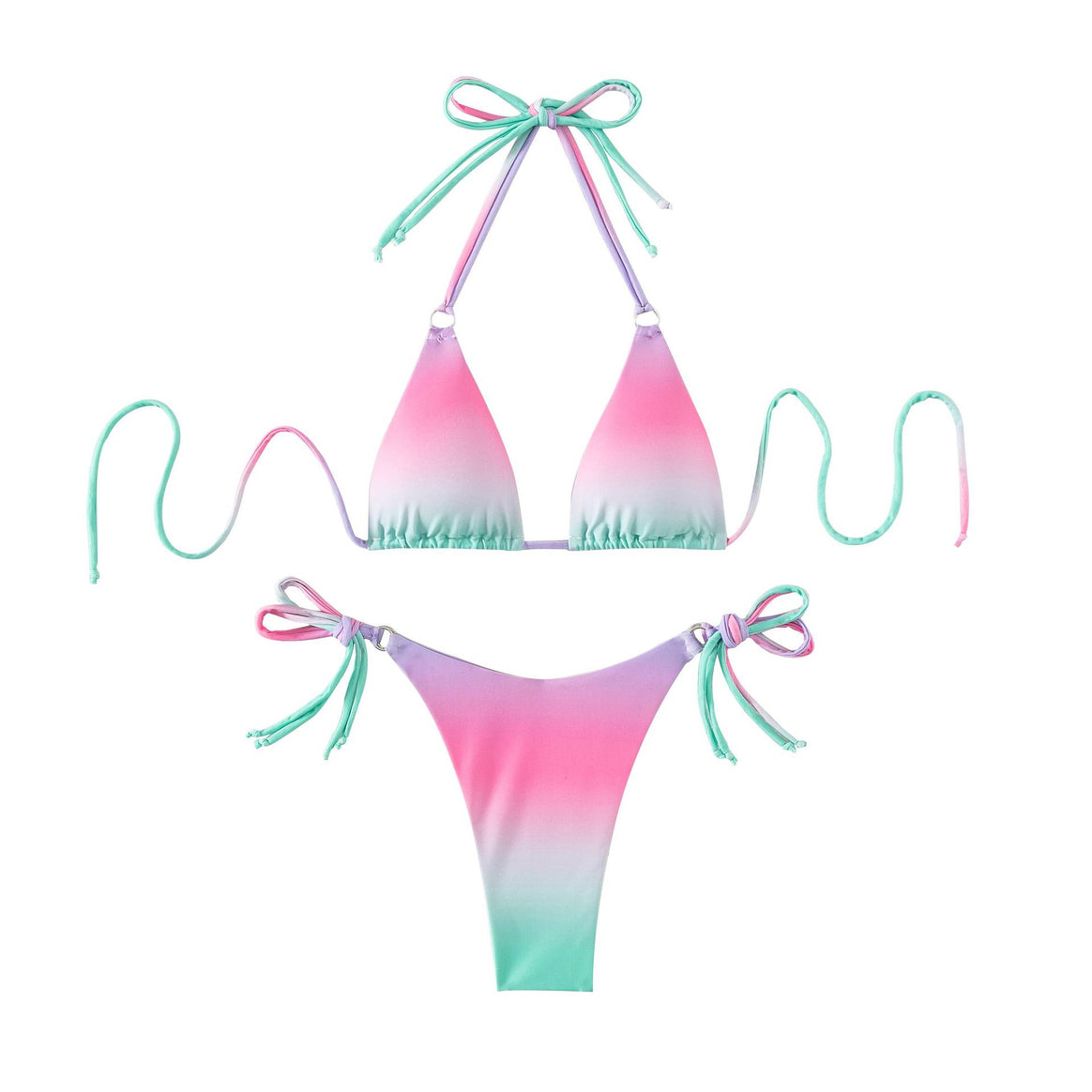Women's triangle bikini with customizable tying system and trendy gradient Mune Fashion