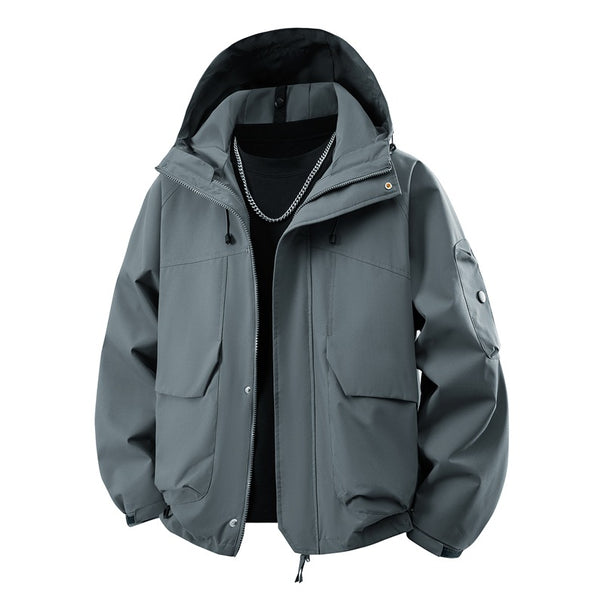 Men's waterproof hooded outdoor jacket with windproof membrane, adjustable hem, and multifunctional pockets Mune Fashion