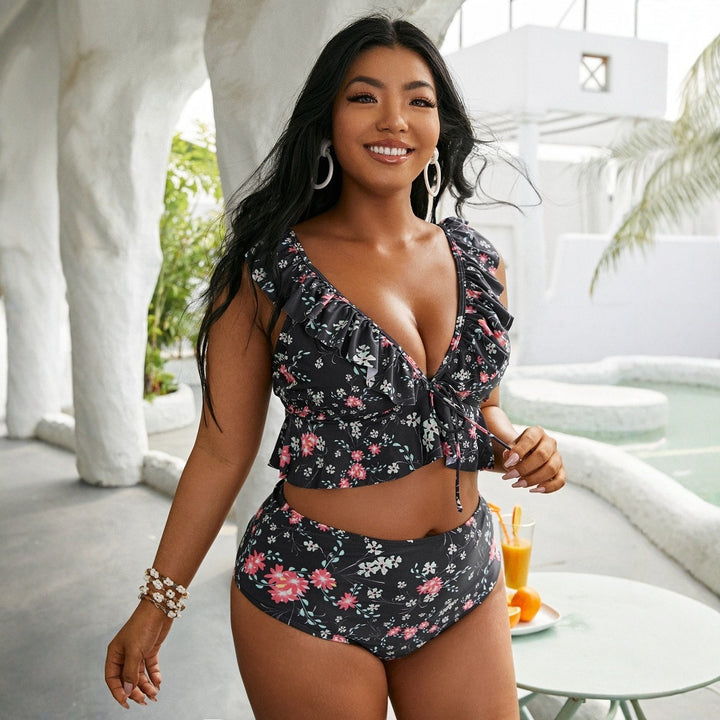 Women High-Waisted Bikini Set with Playful Ruffle Design Mune Fashion