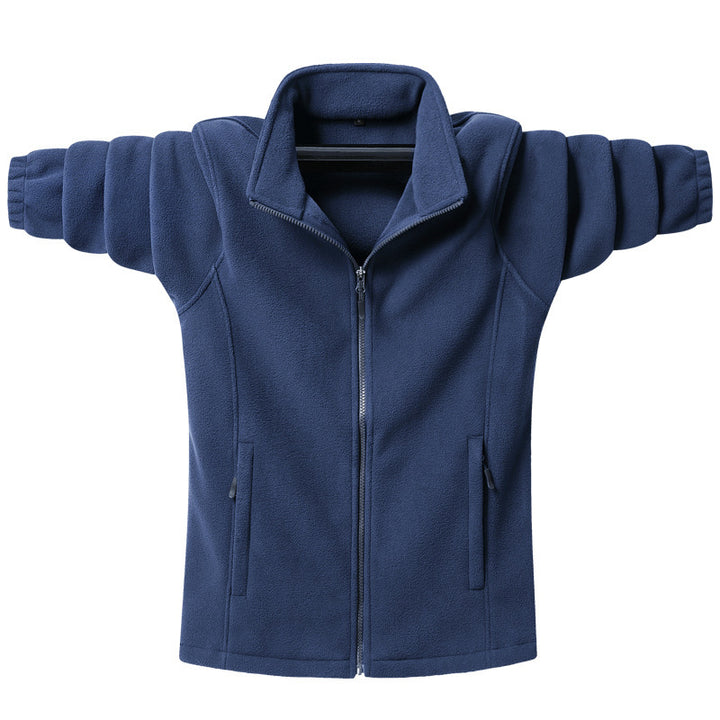 Men's classic fleece jacket with full-length zipper, stand-up collar, and concealed pockets Mune Fashion
