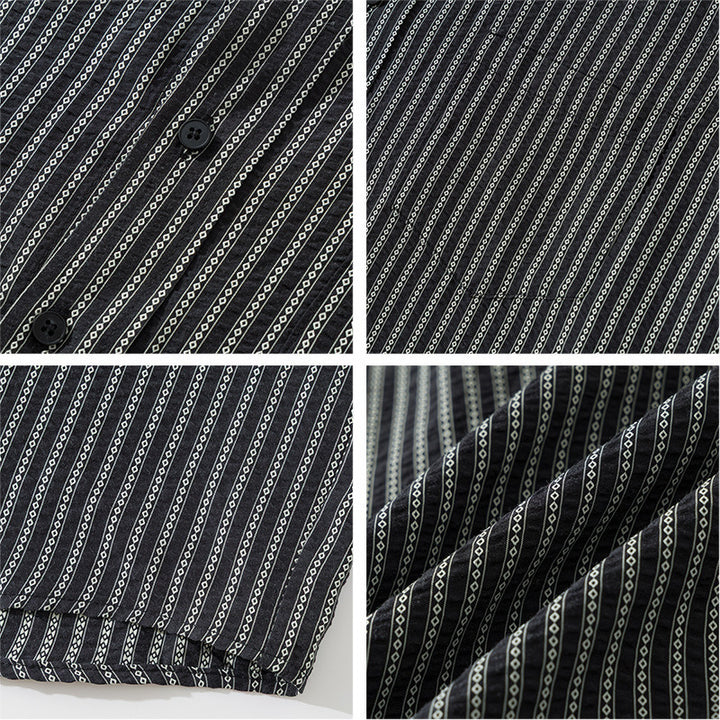 Men's Loose Striped Boxy Shirt made of Cotton Blend with Chest Pocket Mune Fashion