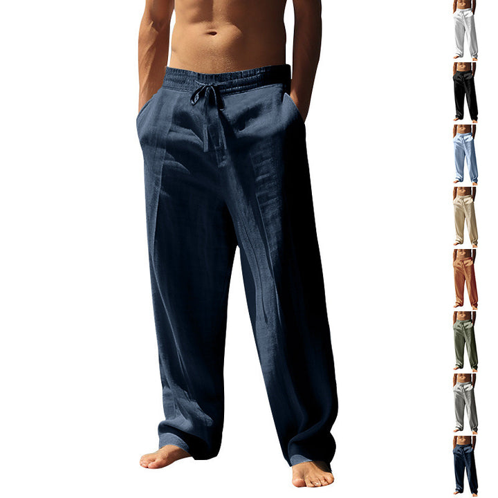 Men's casual linen pants with elastic waistband and side pockets Mune Fashion