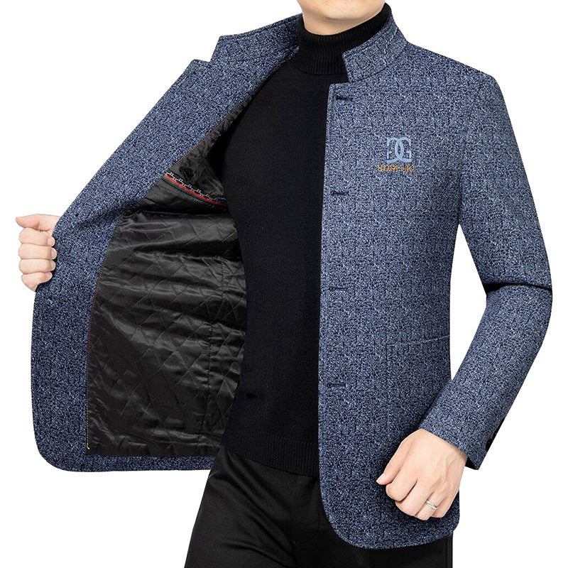 Men's Modern Stand-Up Collar Blazer in Travel Style with Padded Lining Mune Fashion