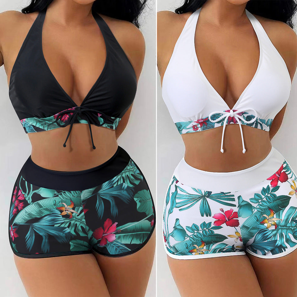Ladies triangle bikini with floral shorts design Mune Fashion