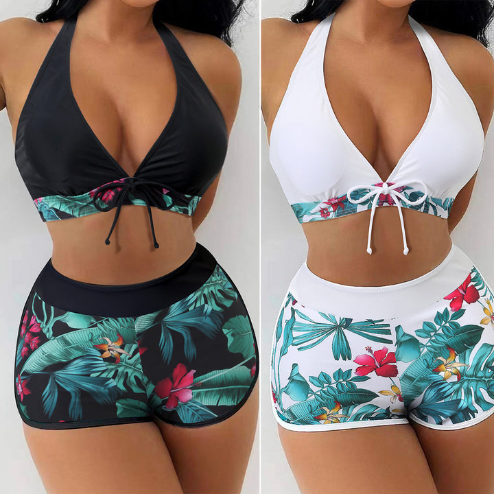 Ladies triangle bikini with floral shorts design Mune Fashion