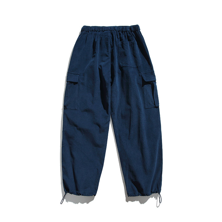 Men's Baggy Cargo Pants with Elastic Waistband, Utility Pockets and Drawstring Closure Mune Fashion