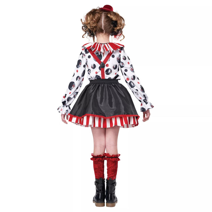 Girl Clown Costume with Striped Overall and Funny Accessories Mune Fashion