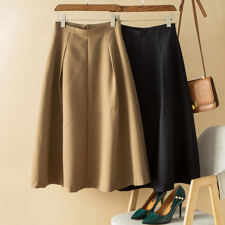 Ladies Elegant Midi Skirt with Pleats Mune Fashion