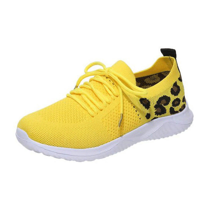 Women's Breathable Knit Slippers with Padded Cushioning Sole and Leopard Shaft Mune Fashion