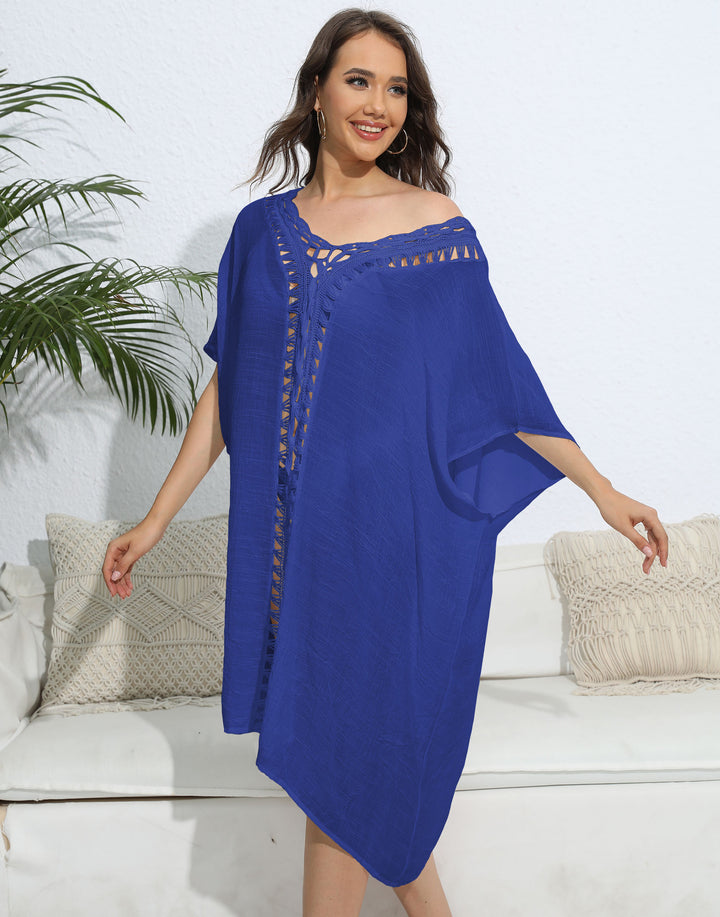 Women's airy kaftan with delicate crochet pattern Mune Fashion