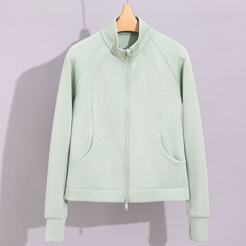Women's Performance Training Jacket with Stand Collar and Thumb Hole Mune Fashion