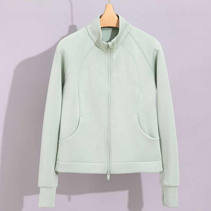 Women's Performance Training Jacket with Stand Collar and Thumb Hole Mune Fashion