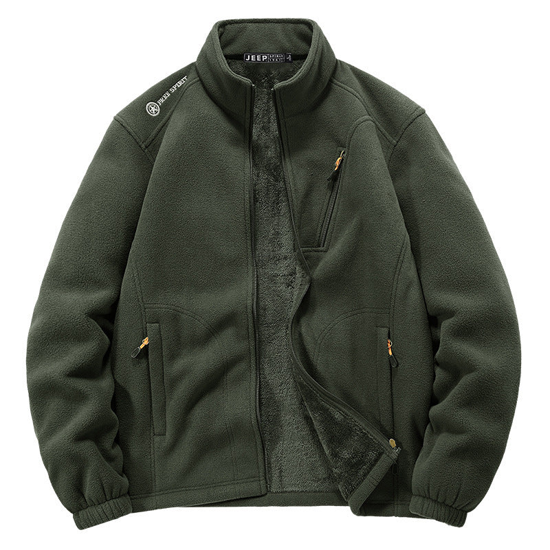Men's thermal fleece jacket with Sherpa lining, stand-up collar and zippered pockets Mune Fashion