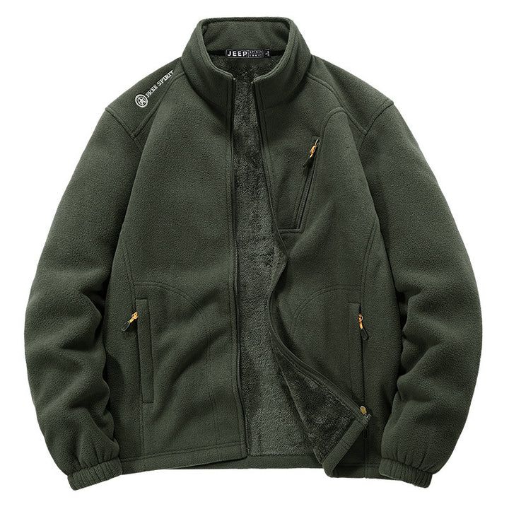 Men's thermal fleece jacket with Sherpa lining, stand-up collar and zippered pockets Mune Fashion