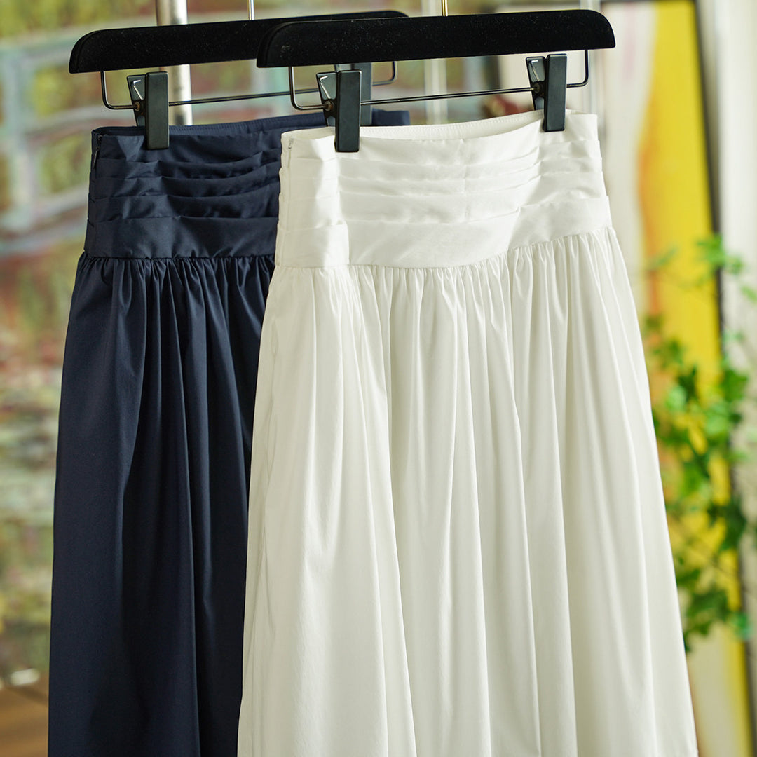 Women's Flowing Midi Skirt with Gathered Waist Mune Fashion