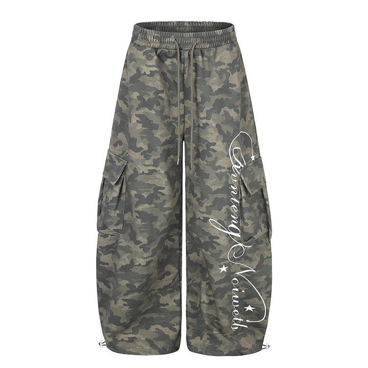 Women's Wide Cargo Palazzo Pants with Drawstring Waistband, Adjustable Hem, and Cargo Pockets Mune Fashion