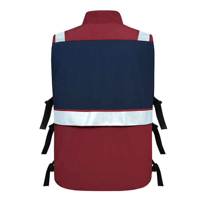 Unisex Multifunctional Utility Vest with Reflective Stripes ID Window and Adjustable Side Straps Mune Fashion