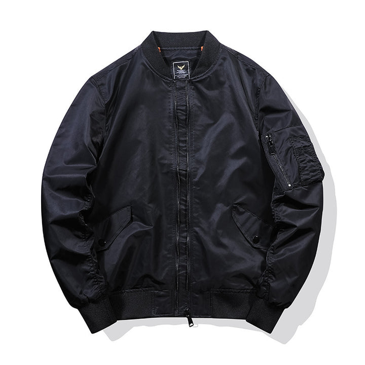 Men's pilot bomber jacket made of technical nylon with contrasting inner lining, sleeve pocket and ribbed cuffs Mune Fashion