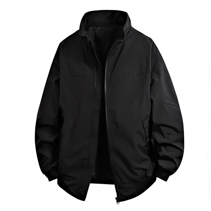 Men's Lightweight Casual Bomber Jacket with Stand Collar, Ribbed Cuffs and Concealed Zip Mune Fashion