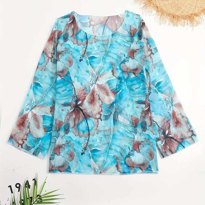 Women's transparent beach top with floral pattern Mune Fashion