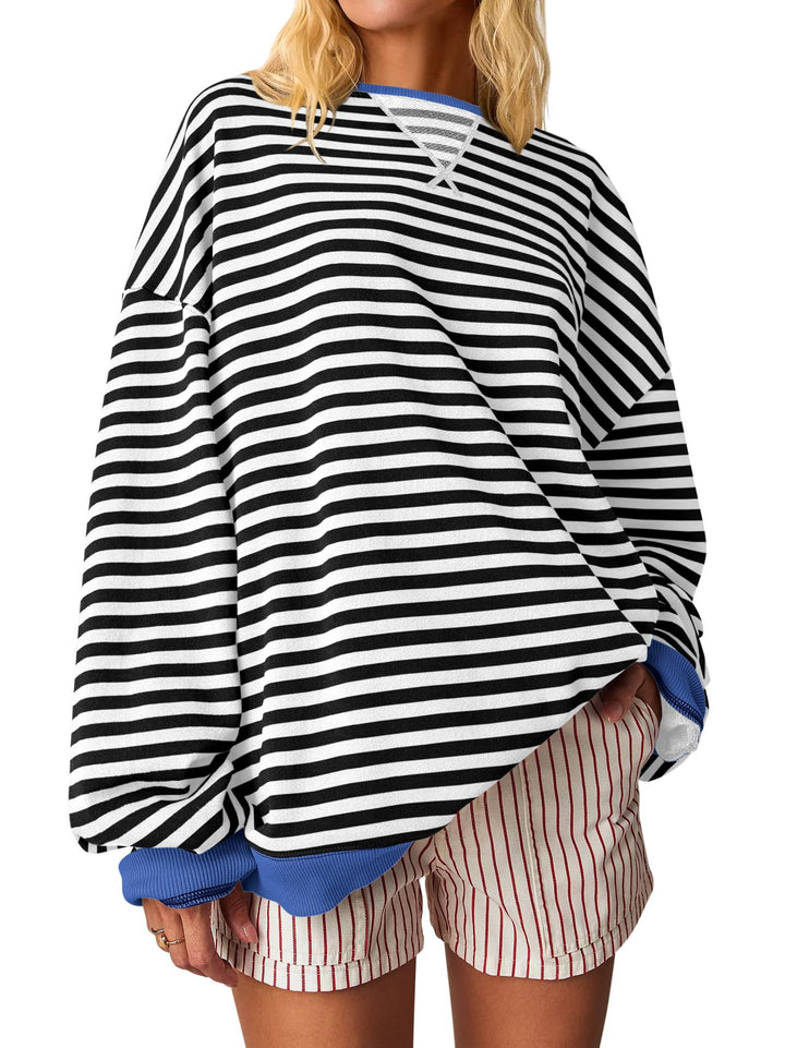Women Oversized Striped Sweatshirt