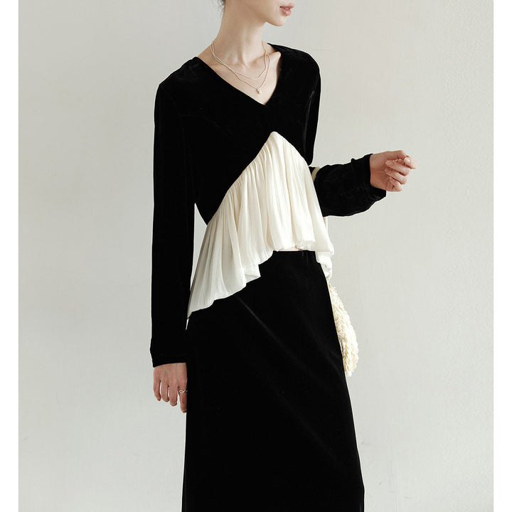 Ladies Elegant Blouse with Draping Mune Fashion
