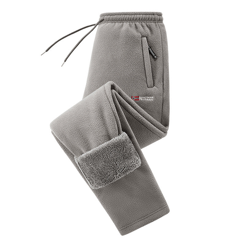 Men's thermo-fleece jogging pants with foldable sherpa cuffs, concealed zip pockets and elastic drawstring waistband Mune Fashion
