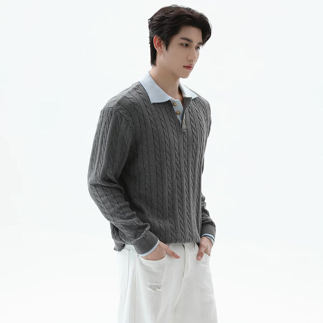 Men's Fashionable Knit Sweater with Textured Design Mune Fashion