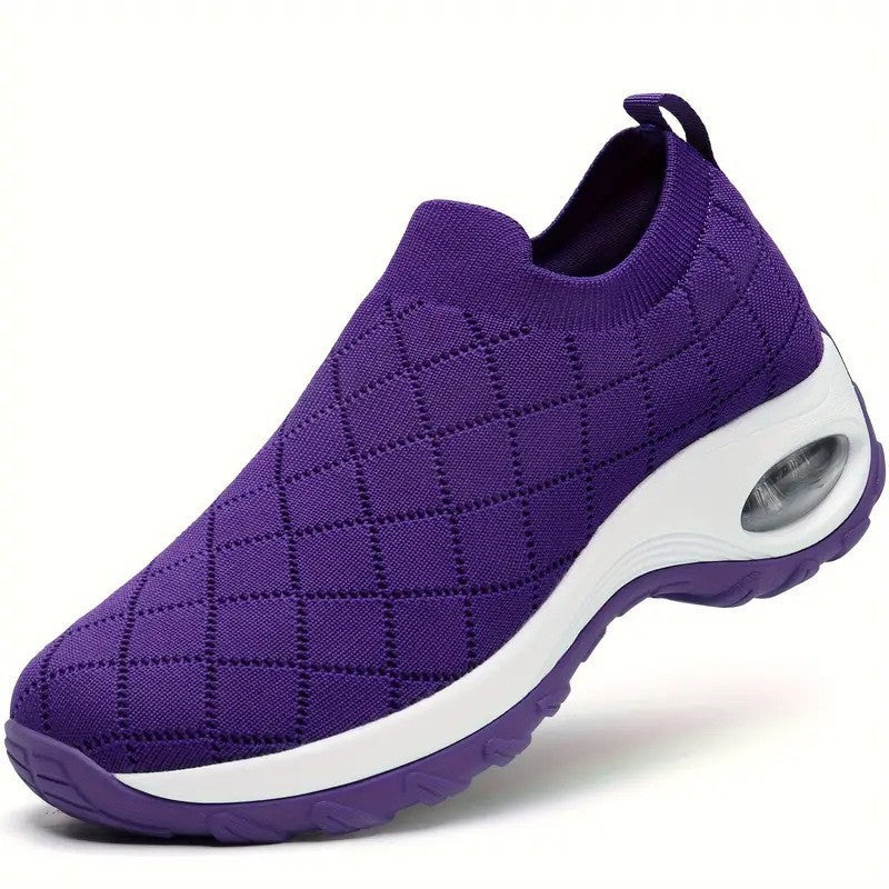 Women's Slip-On Knit Sneakers with Air Cushion and Cushioned Platform Sole Mune Fashion