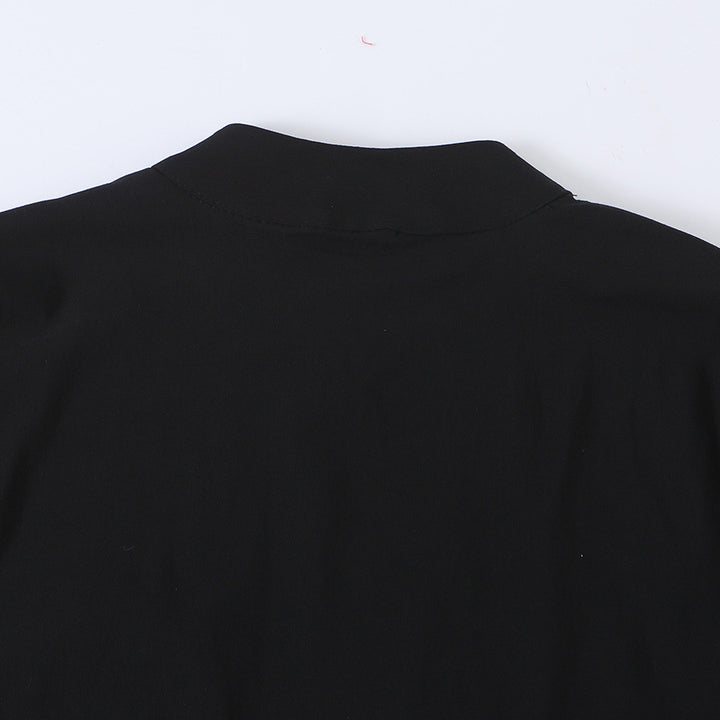 Women’s Mid-Length Coat with Stand Collar, traditional Knot closures and straight cut Mune Fashion