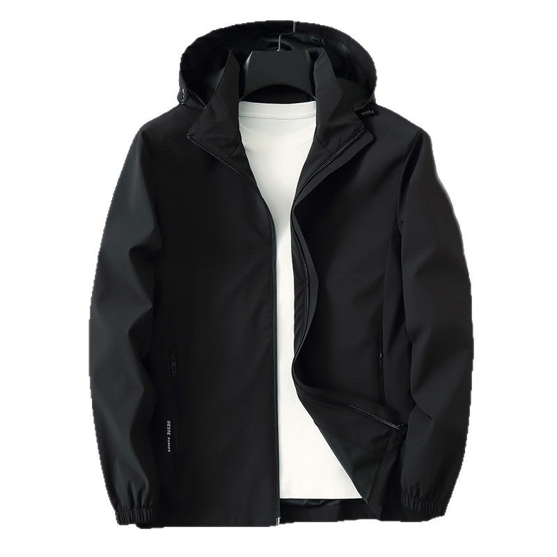 Men Functional Slim Softshell Hooded Jacket with Water-Repellent Coating and Elastic Cuffs Mune Fashion