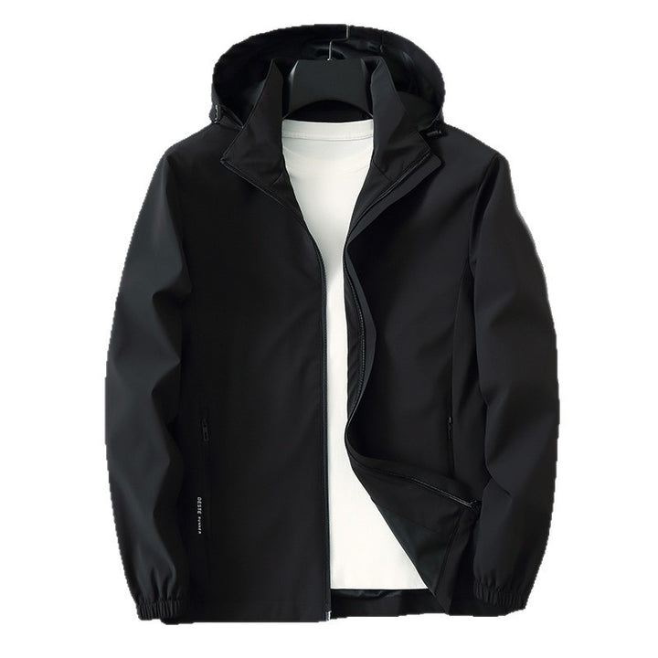 Men Functional Slim Softshell Hooded Jacket with Water-Repellent Coating and Elastic Cuffs Mune Fashion