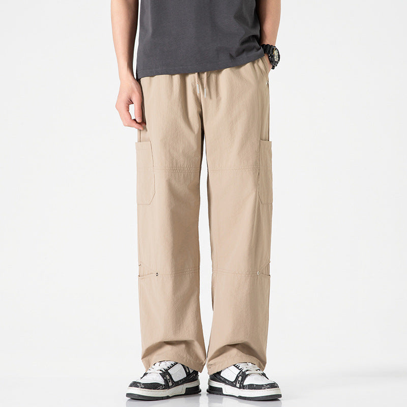 Men's Lightweight Ripstop Cargo Pants with Elastic Comfort Waistband, Knee Panels, and Adjustable Hem Mune Fashion