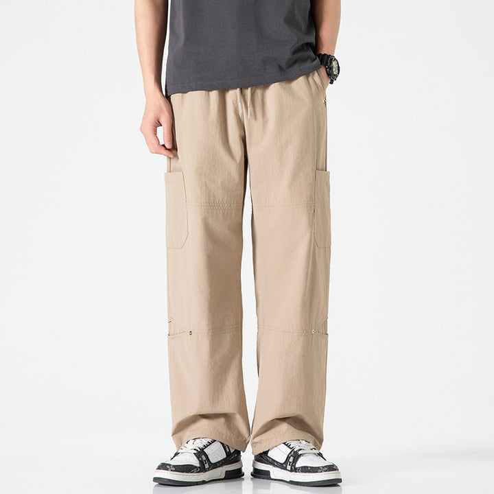 Men's Lightweight Ripstop Cargo Pants with Elastic Comfort Waistband, Knee Panels, and Adjustable Hem Mune Fashion