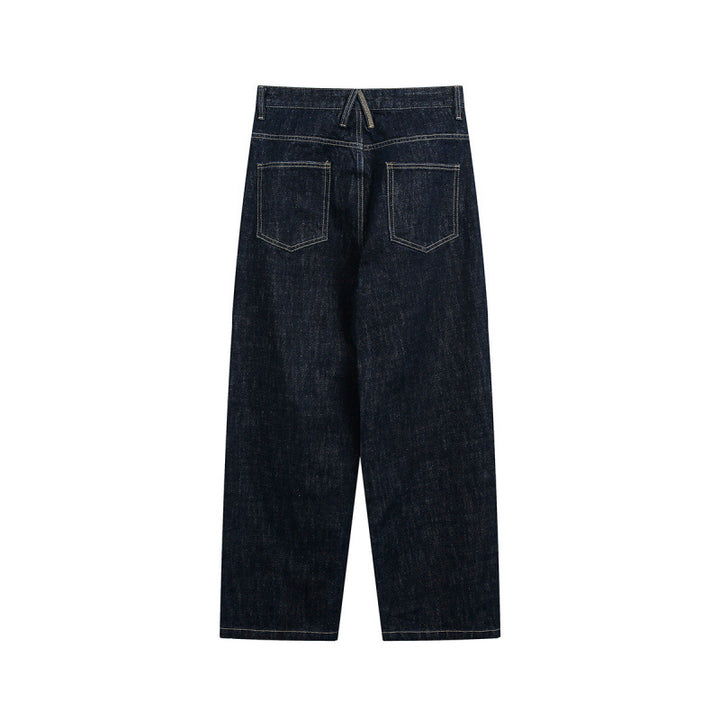 Women High-Waist Straight-Leg Raw-Denim Jeans with Relaxed Fit and Five-Pocket Design Mune Fashion