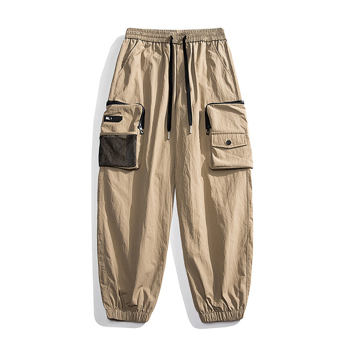 Unisex Loose Nylon Cargo Pants with Elastic Waistband and Ankle Cuffs Mune Fashion