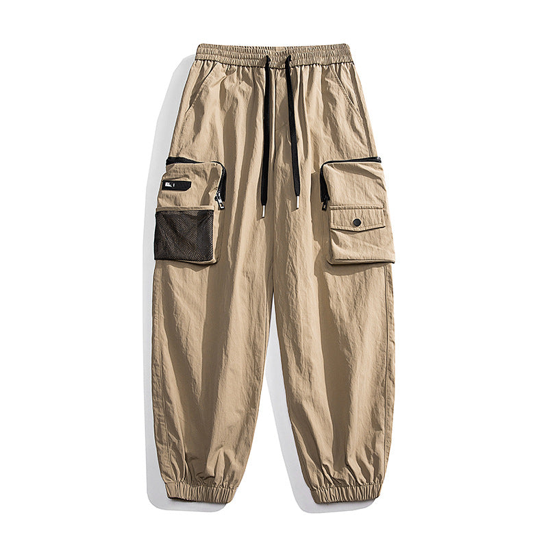 Unisex Loose Nylon Cargo Pants with Elastic Waistband and Ankle Cuffs Mune Fashion