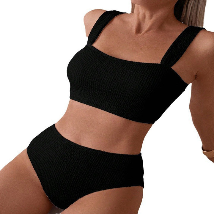 Ladies High-Cut Bikini with Texture and Wide Straps Mune Fashion