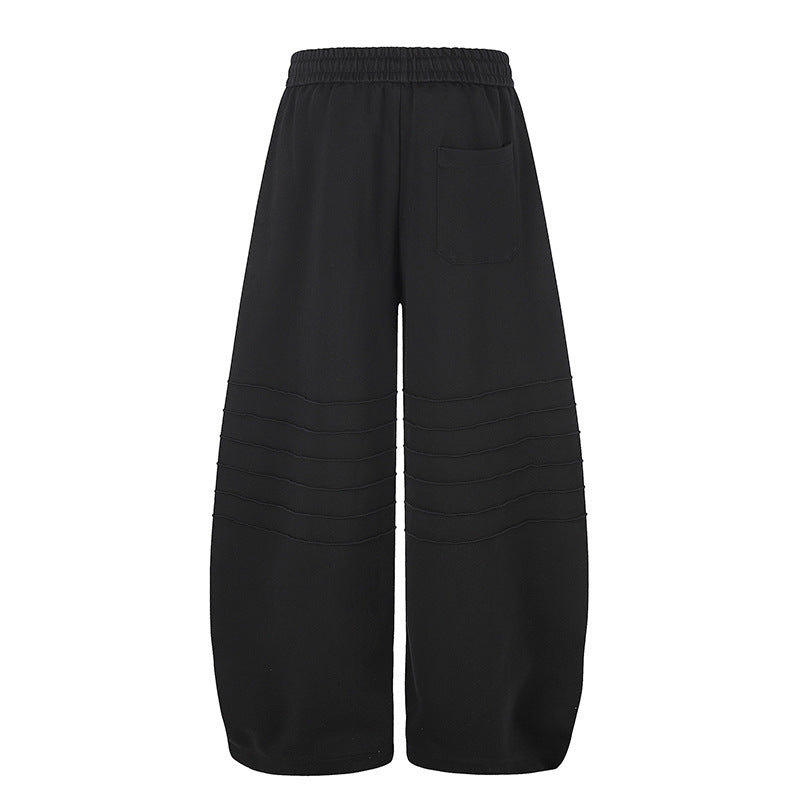 Women's Extra Wide Palazzo Sweatpants with Quilted Details, Drawstring Waistband, and Adjustable Hem Mune Fashion