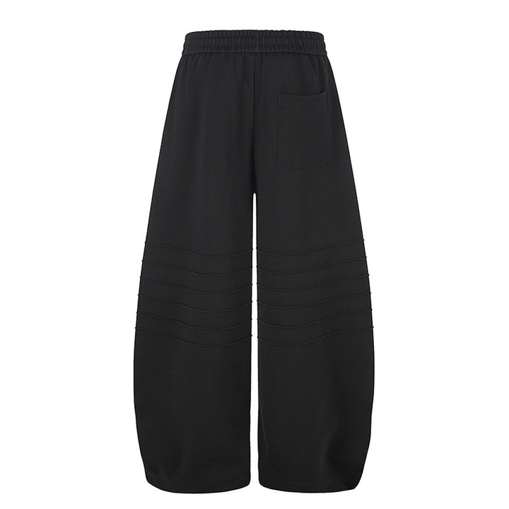 Women's Extra Wide Palazzo Sweatpants with Quilted Details, Drawstring Waistband, and Adjustable Hem Mune Fashion