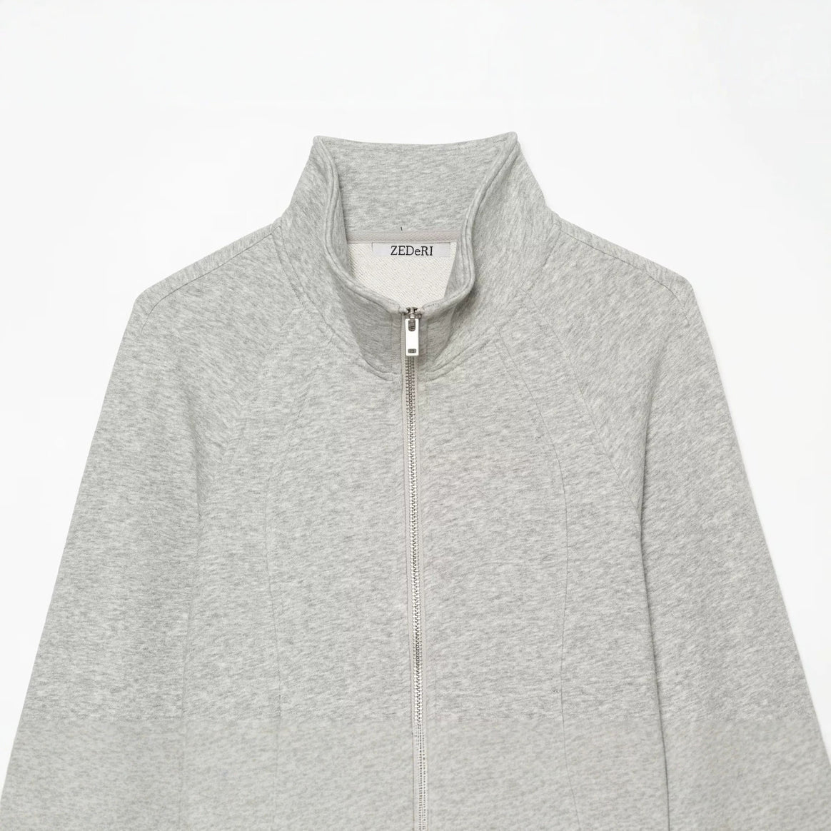 Women's Tailored Sweatshirt Cardigan with Full Zip, Stand Collar and Raglan Sleeves Drune