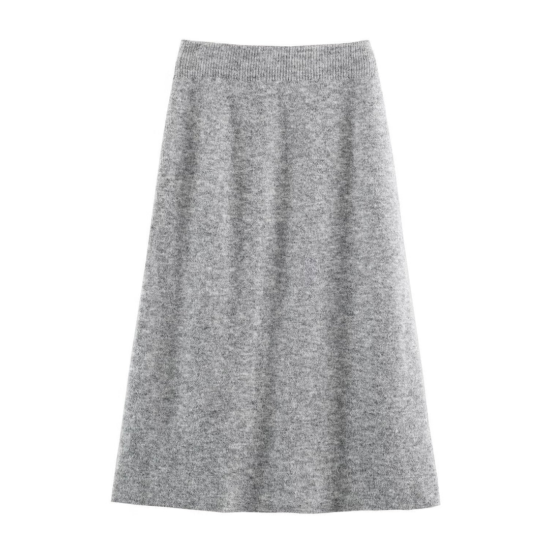 Women's Fine Knit Two-Piece Cardigan with Floral Jacquard and Tailored A-Line Knit Skirt Mune Fashion