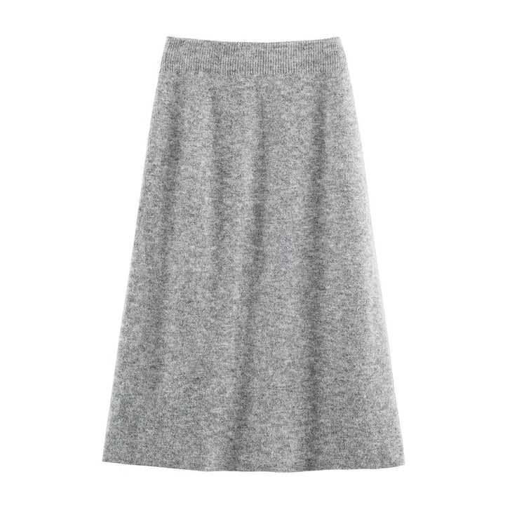 Women's Fine Knit Two-Piece Cardigan with Floral Jacquard and Tailored A-Line Knit Skirt Mune Fashion