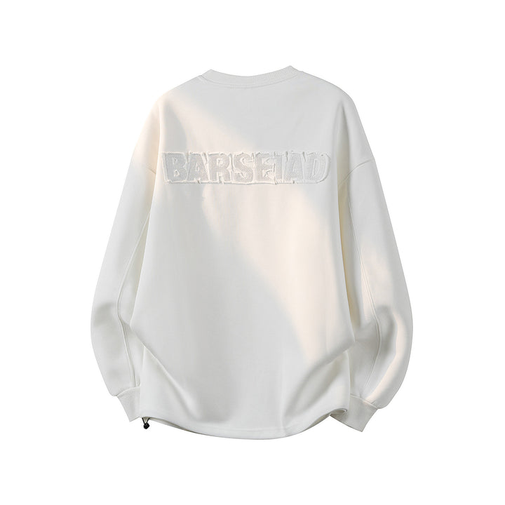 Women's Oversized Sweatshirt with Embroidered Logo, Rounded Hem & Dropped Shoulder Mune Fashion