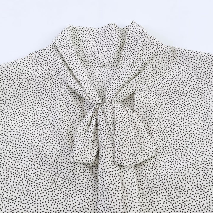 Women Oversize Blouse with Bow Collar and Balloon Sleeves Mune Fashion